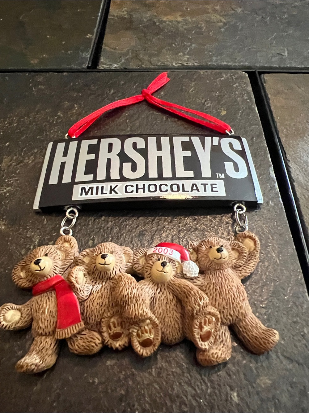 Vintage (2003) HERSHEY'S Milk Chocolate Ornament with Four Teddy Bears